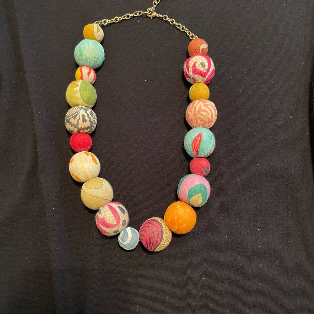 Large silk cloth bead necklace